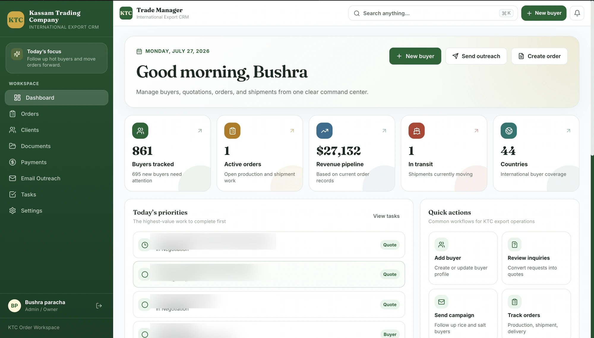 KTC dashboard and reporting